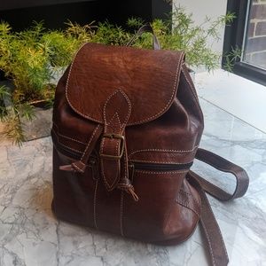 Small Brown Leather Backpack
